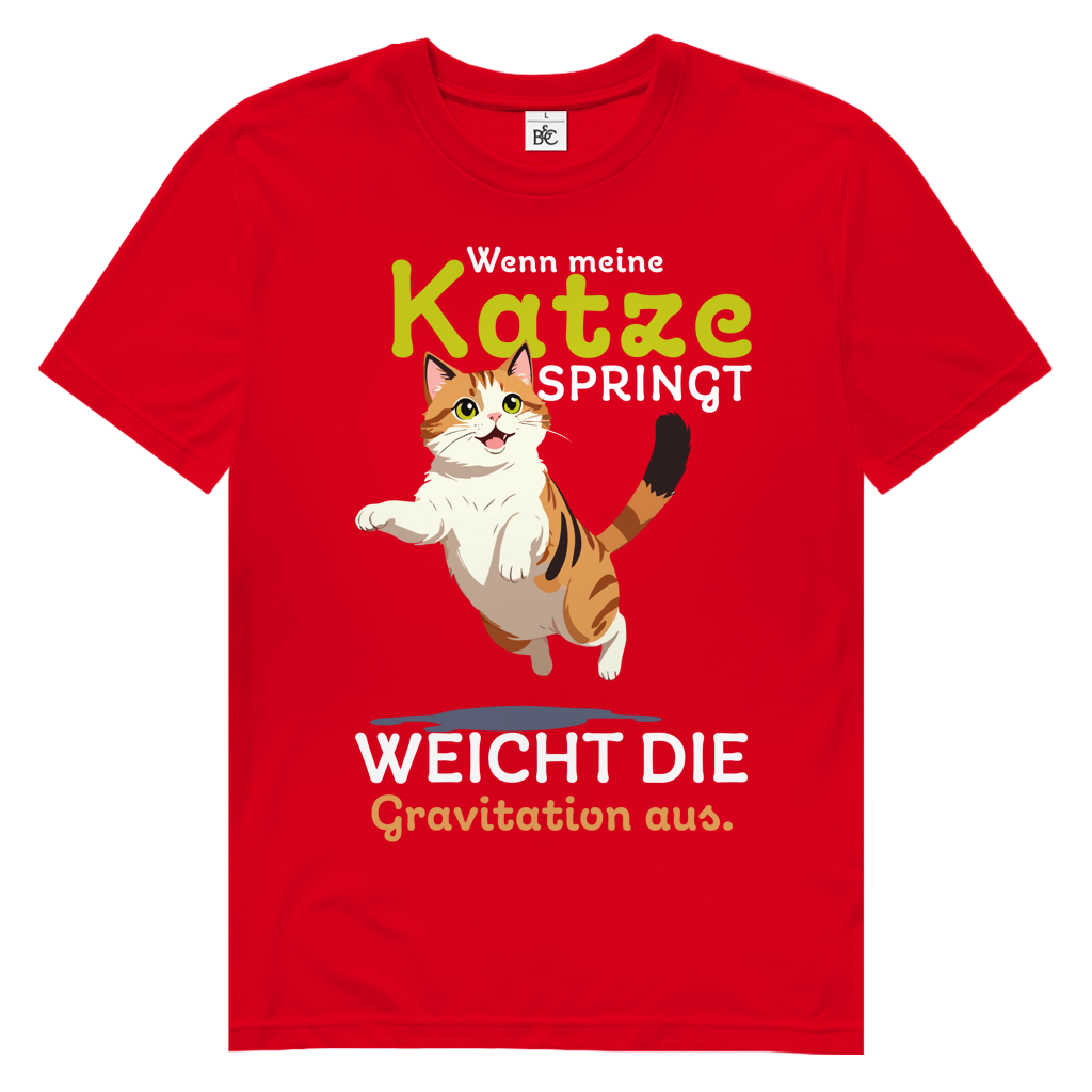Herren Premium Bio T-Shirt Wenn meine Katze springt, weicht die Gravitation aus