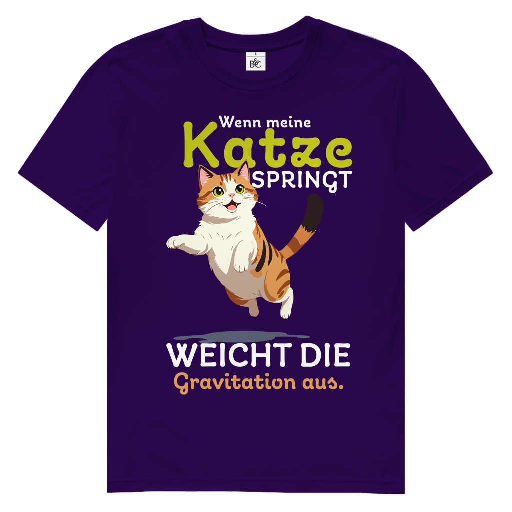Herren Premium Bio T-Shirt Wenn meine Katze springt, weicht die Gravitation aus