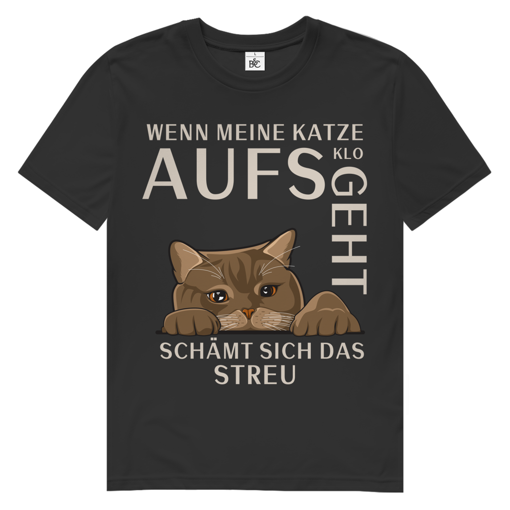 Herren Premium Bio T-Shirt Wenn meine Katze aufs Klo geht, schämt sich das Streu