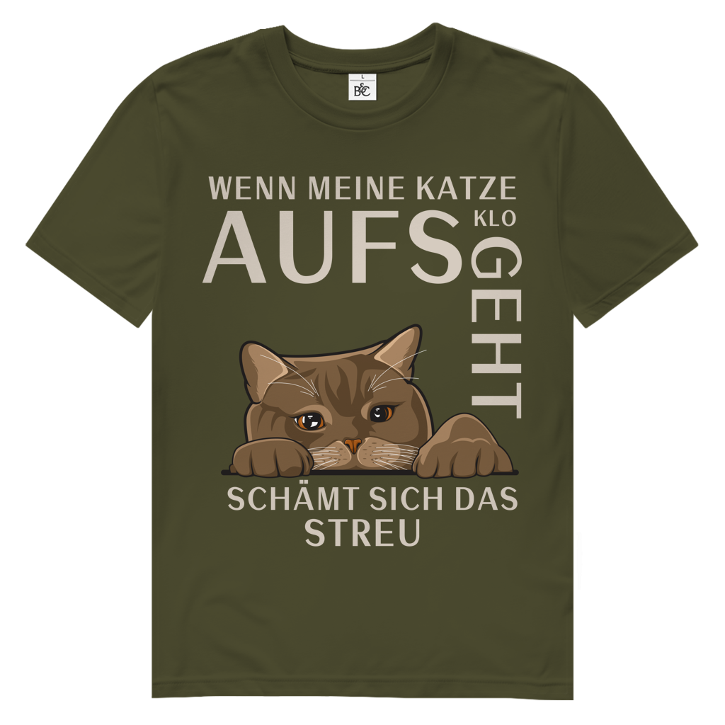 Herren Premium Bio T-Shirt Wenn meine Katze aufs Klo geht, schämt sich das Streu