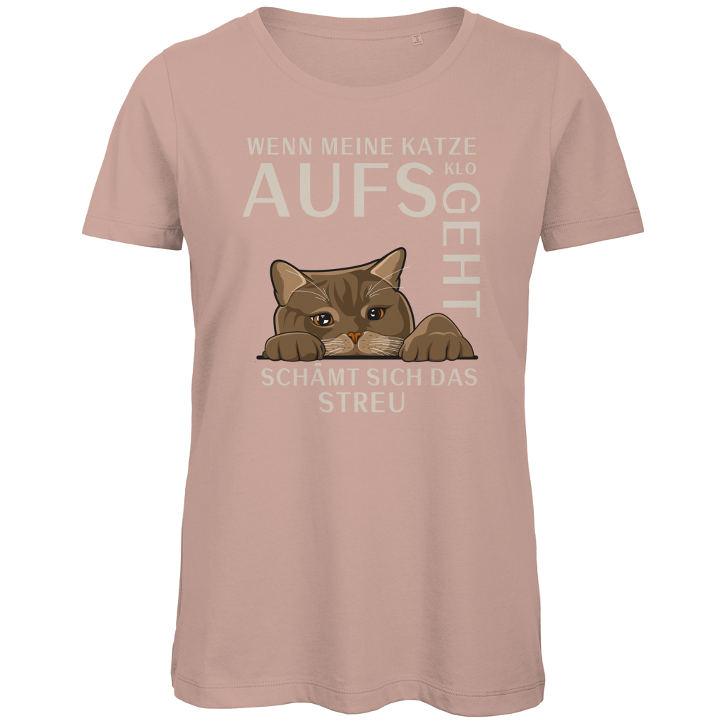 Damen Premium Bio T-Shirt Wenn meine Katze aufs Klo geht, schämt sich das Streu