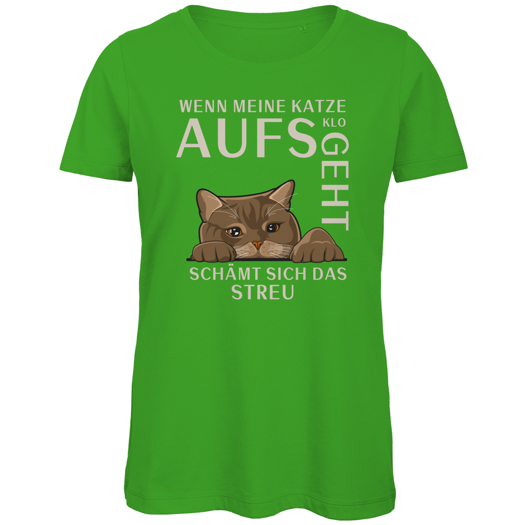 Damen Premium Bio T-Shirt Wenn meine Katze aufs Klo geht, schämt sich das Streu