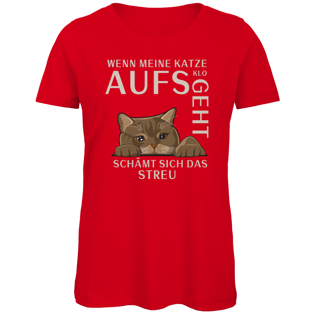 Damen Premium Bio T-Shirt Wenn meine Katze aufs Klo geht, schämt sich das Streu