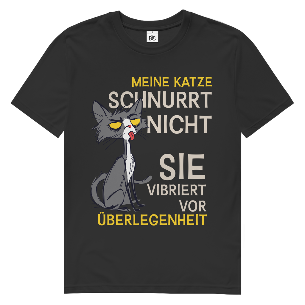 Herren Premium Bio T-Shirt Meine Katze schnurrt nicht. Sie vibriert vor Überlegenheit