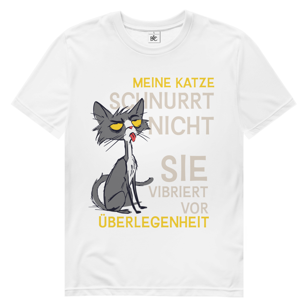 Herren Premium Bio T-Shirt Meine Katze schnurrt nicht. Sie vibriert vor Überlegenheit