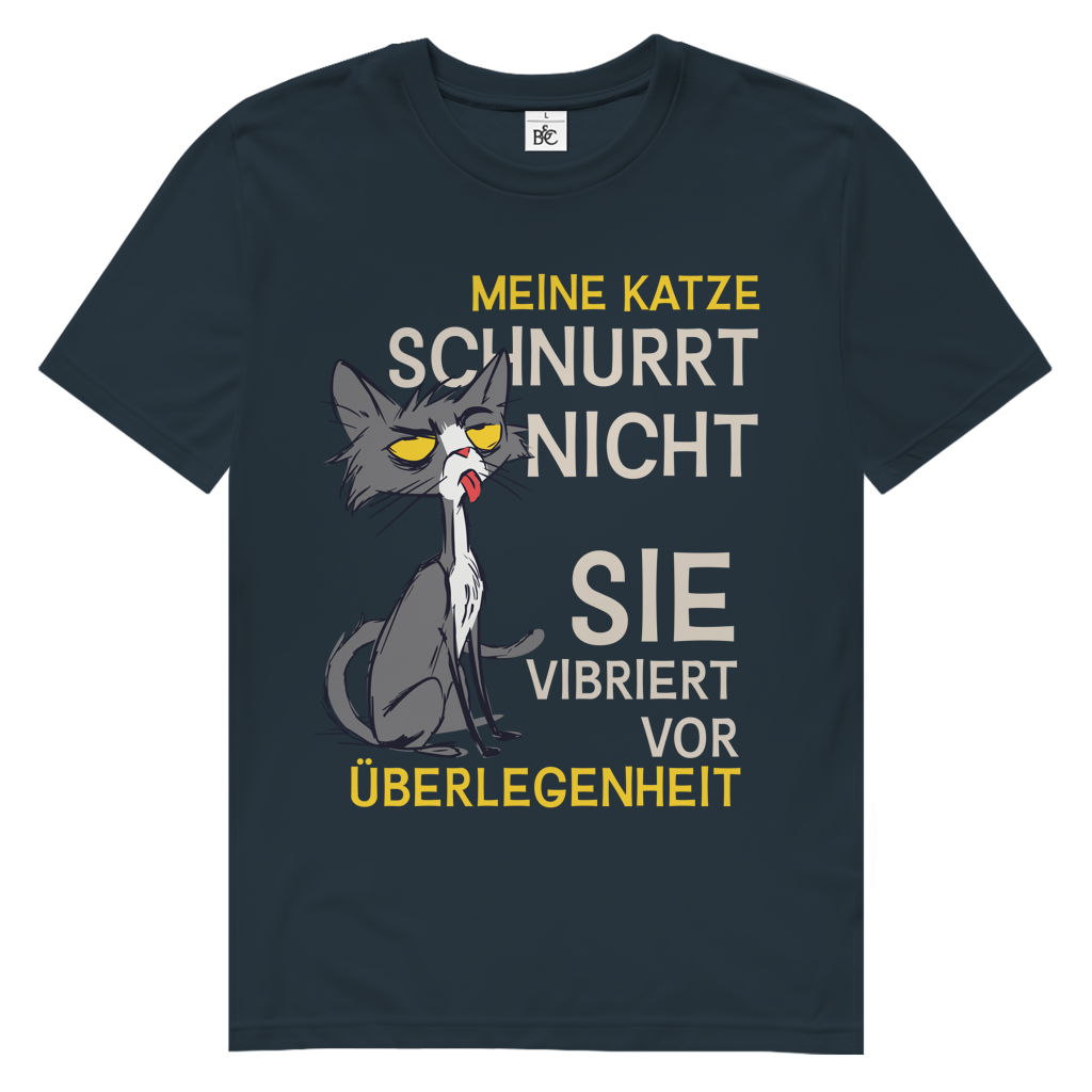Herren Premium Bio T-Shirt Meine Katze schnurrt nicht. Sie vibriert vor Überlegenheit