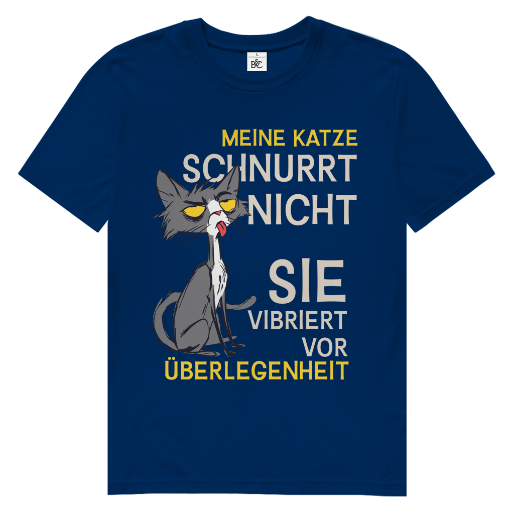 Herren Premium Bio T-Shirt Meine Katze schnurrt nicht. Sie vibriert vor Überlegenheit
