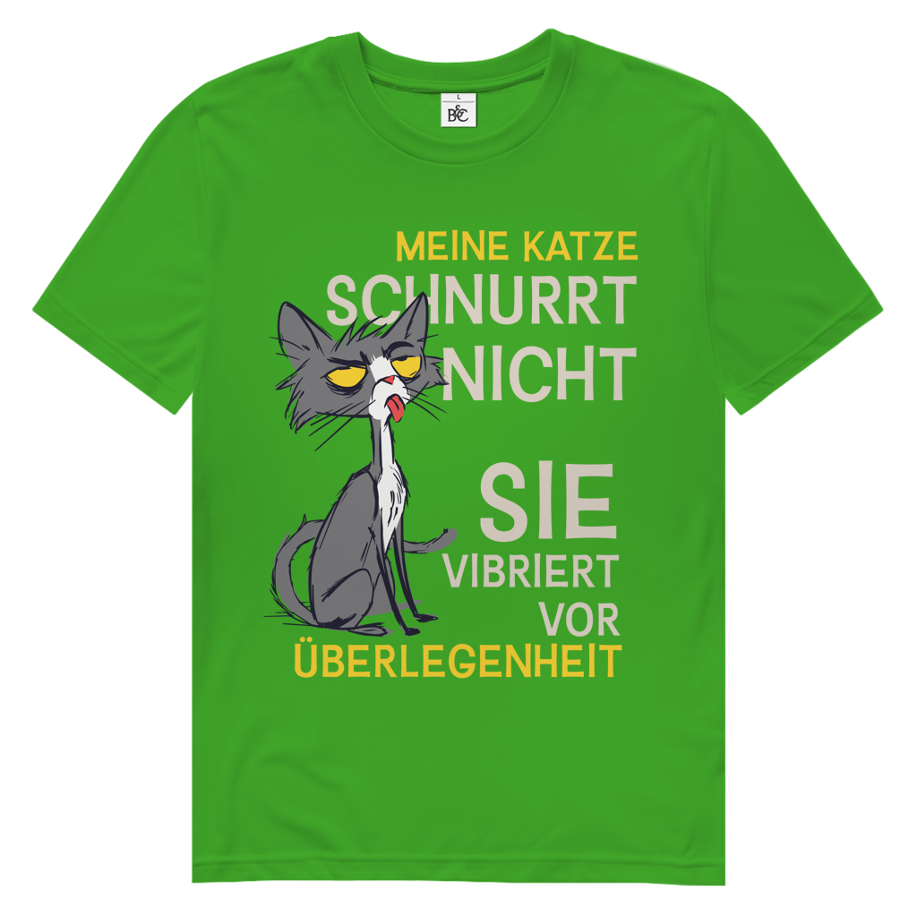 Herren Premium Bio T-Shirt Meine Katze schnurrt nicht. Sie vibriert vor Überlegenheit