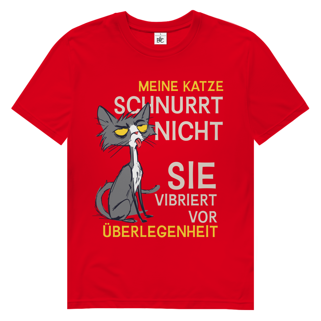 Herren Premium Bio T-Shirt Meine Katze schnurrt nicht. Sie vibriert vor Überlegenheit