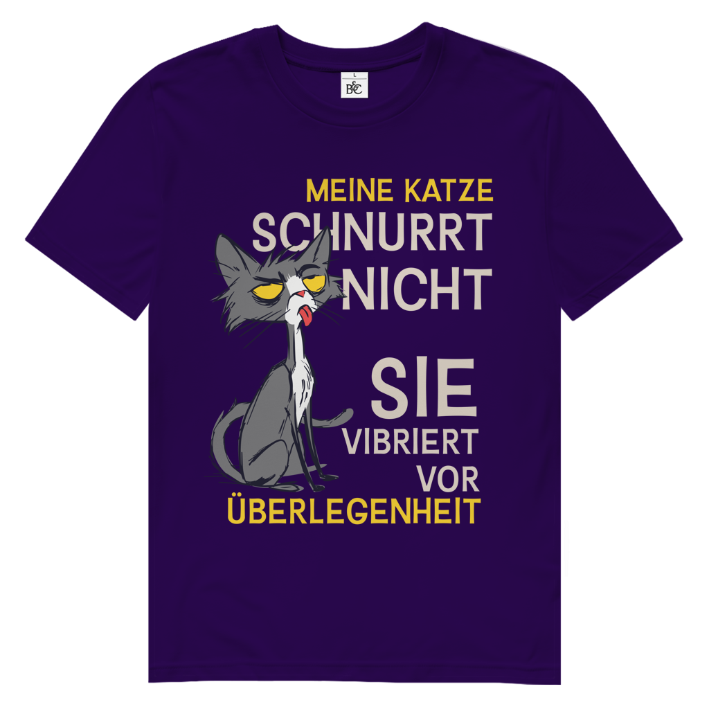 Herren Premium Bio T-Shirt Meine Katze schnurrt nicht. Sie vibriert vor Überlegenheit