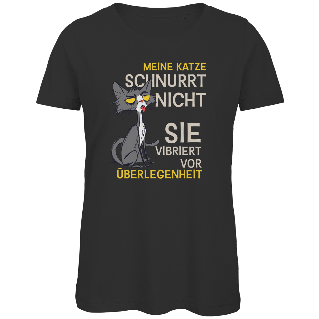 Damen Premium Bio T-Shirt Meine Katze schnurrt nicht. Sie vibriert vor Überlegenheit