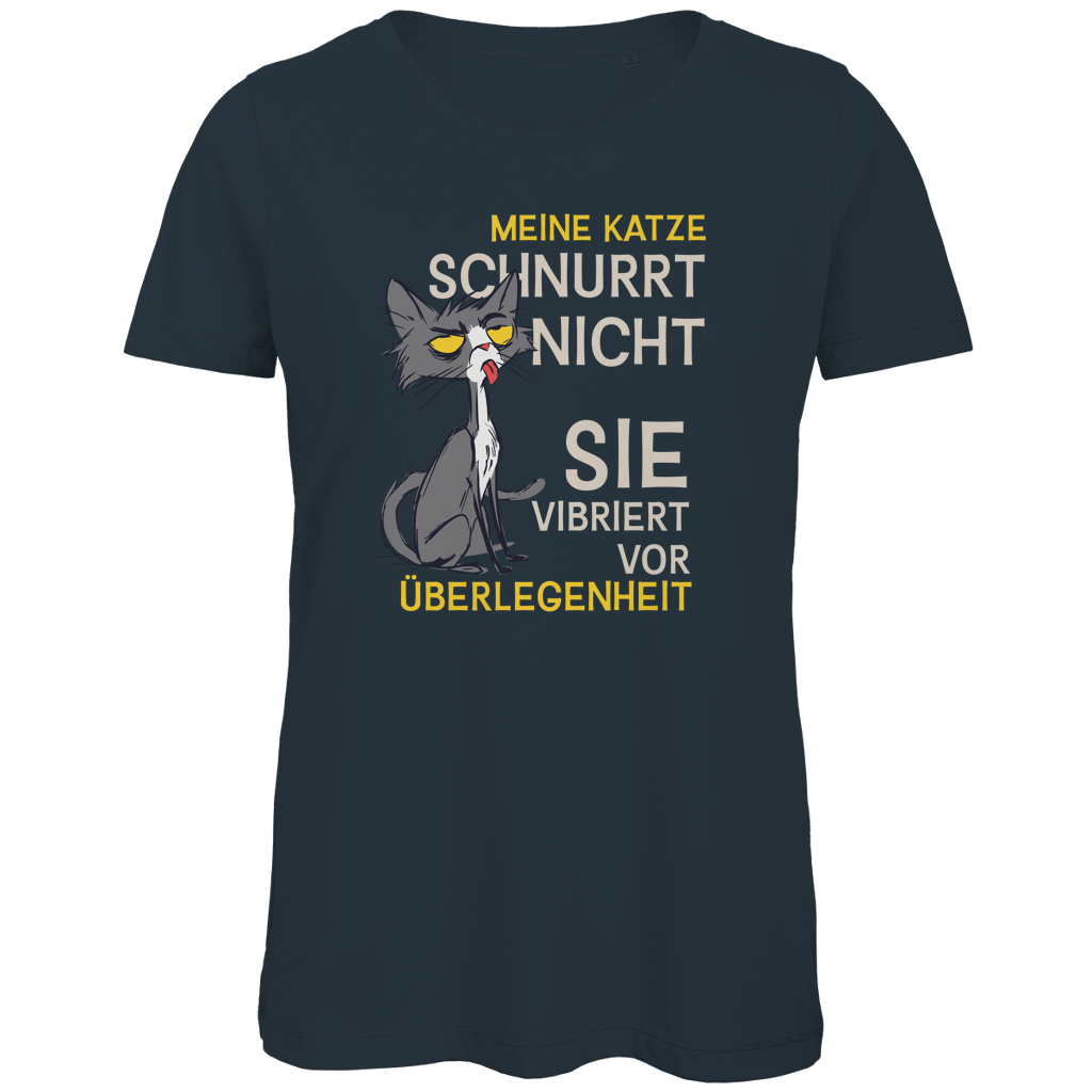 Damen Premium Bio T-Shirt Meine Katze schnurrt nicht. Sie vibriert vor Überlegenheit