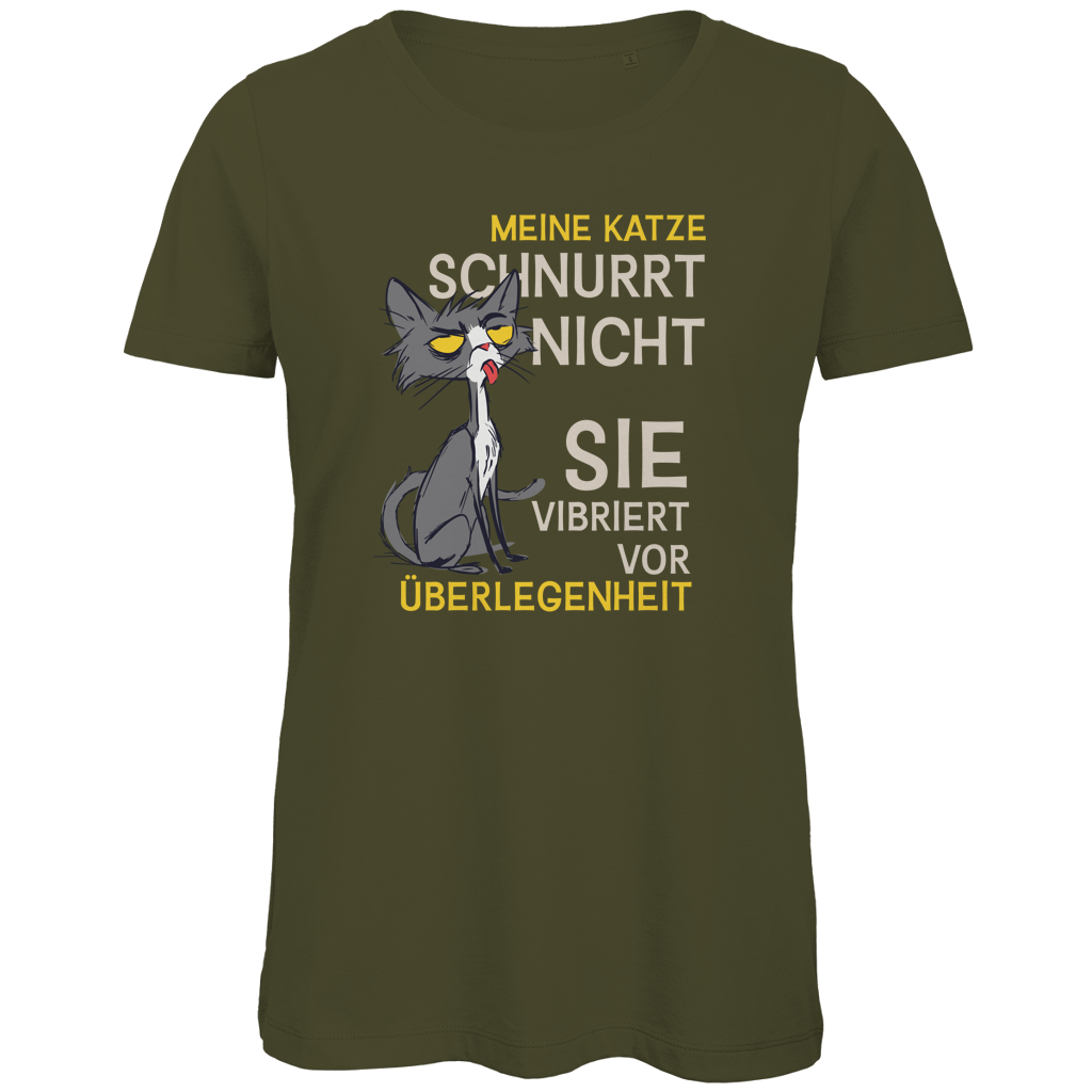 Damen Premium Bio T-Shirt Meine Katze schnurrt nicht. Sie vibriert vor Überlegenheit