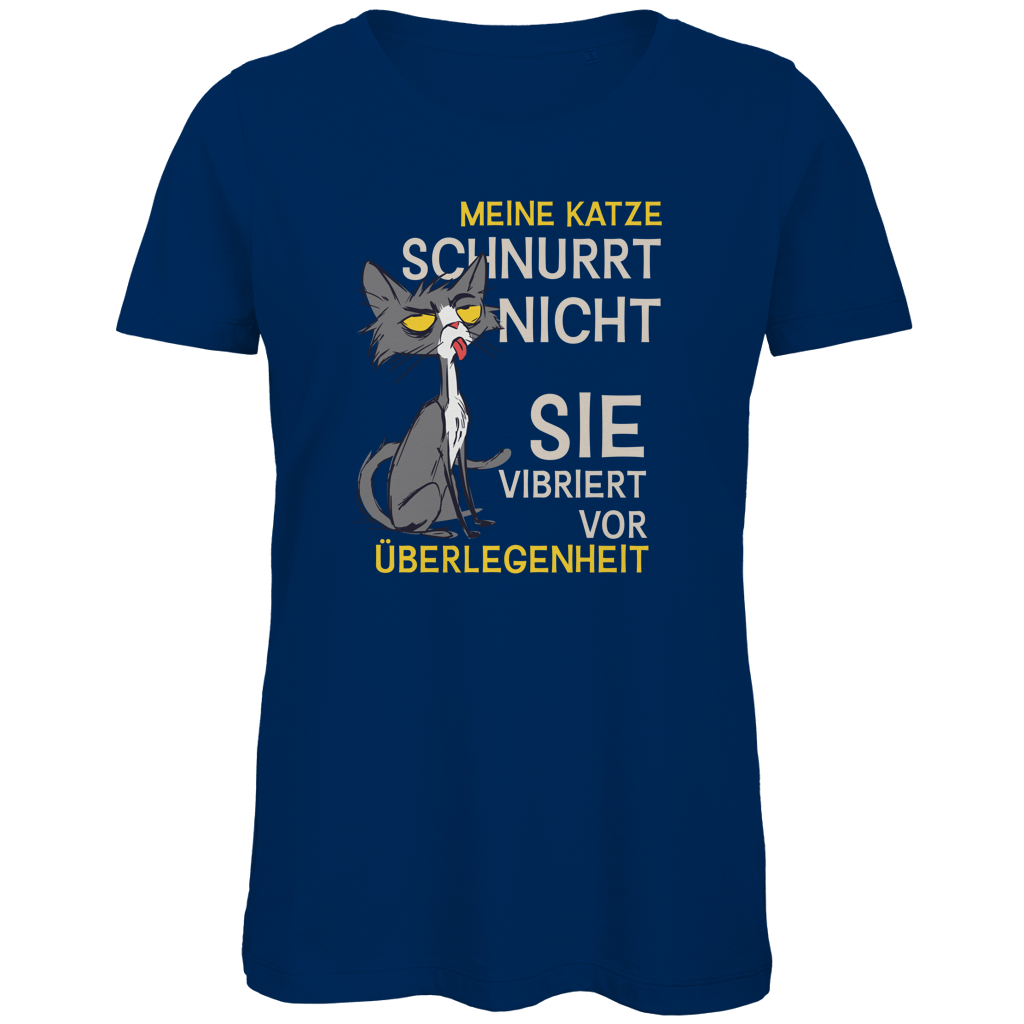Damen Premium Bio T-Shirt Meine Katze schnurrt nicht. Sie vibriert vor Überlegenheit