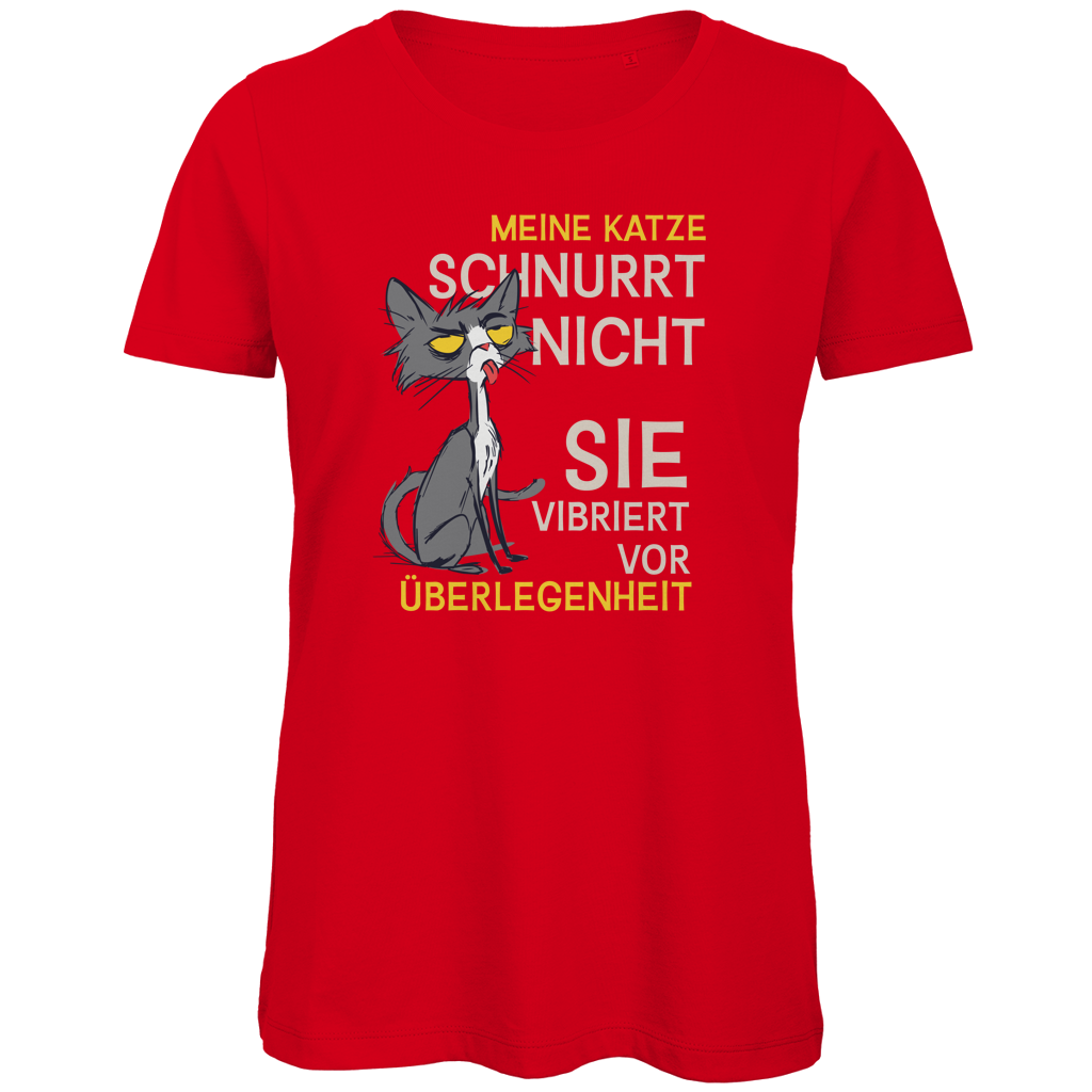 Damen Premium Bio T-Shirt Meine Katze schnurrt nicht. Sie vibriert vor Überlegenheit