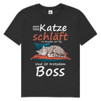 Herren Premium Bio T-Shirt Meine Katze schläft 18 Stunden am Tag. Und ist trotzdem Boss