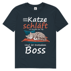 Herren Premium Bio T-Shirt Meine Katze schläft 18 Stunden am Tag. Und ist trotzdem Boss