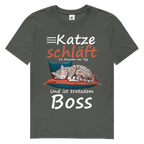 Herren Premium Bio T-Shirt Meine Katze schläft 18 Stunden am Tag. Und ist trotzdem Boss