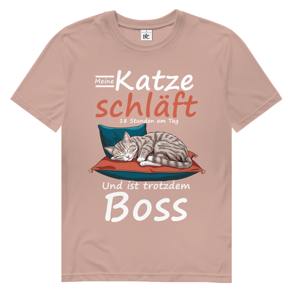 Herren Premium Bio T-Shirt Meine Katze schläft 18 Stunden am Tag. Und ist trotzdem Boss