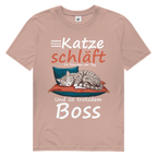 Herren Premium Bio T-Shirt Meine Katze schläft 18 Stunden am Tag. Und ist trotzdem Boss