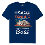 Herren Premium Bio T-Shirt Meine Katze schläft 18 Stunden am Tag. Und ist trotzdem Boss