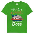 Herren Premium Bio T-Shirt Meine Katze schläft 18 Stunden am Tag. Und ist trotzdem Boss
