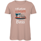 Damen Premium Bio T-Shirt Meine Katze schläft 18 Stunden am Tag. Und ist trotzdem Boss
