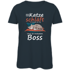 Damen Premium Bio T-Shirt Meine Katze schläft 18 Stunden am Tag. Und ist trotzdem Boss