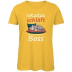 Damen Premium Bio T-Shirt Meine Katze schläft 18 Stunden am Tag. Und ist trotzdem Boss