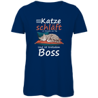 Damen Premium Bio T-Shirt Meine Katze schläft 18 Stunden am Tag. Und ist trotzdem Boss