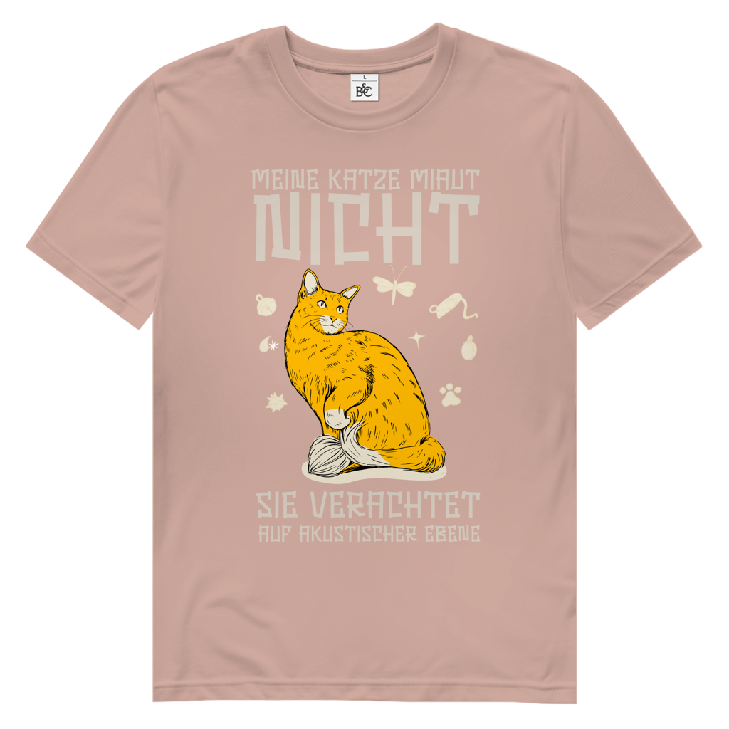 Herren Premium Bio T-Shirt Meine Katze miaut nicht. Sie verachtet auf akustischer Ebene
