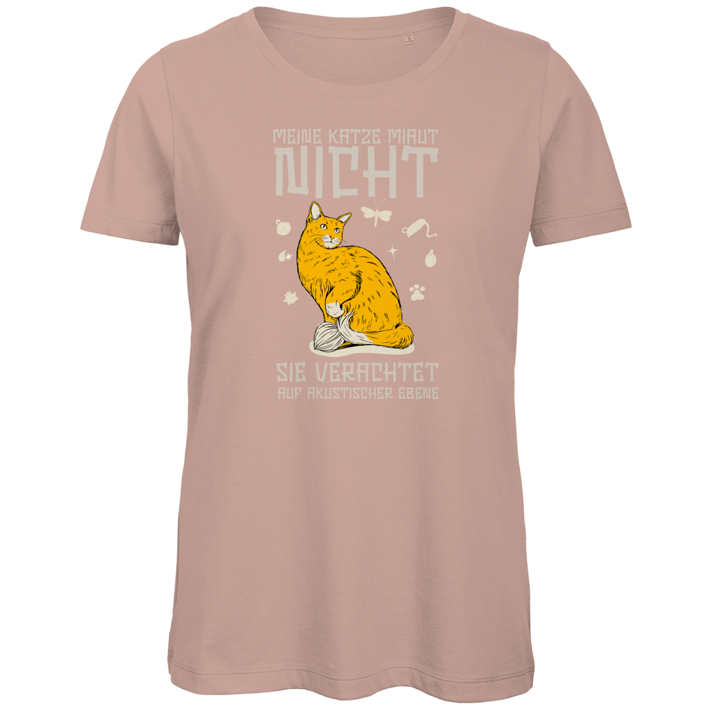 Damen Premium Bio T-Shirt Meine Katze miaut nicht. Sie verachtet auf akustischer Ebene