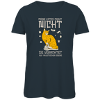 Damen Premium Bio T-Shirt Meine Katze miaut nicht. Sie verachtet auf akustischer Ebene