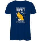 Damen Premium Bio T-Shirt Meine Katze miaut nicht. Sie verachtet auf akustischer Ebene