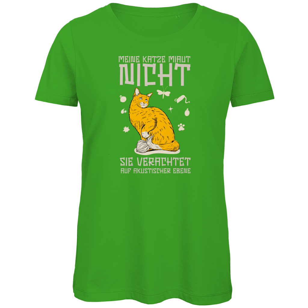 Damen Premium Bio T-Shirt Meine Katze miaut nicht. Sie verachtet auf akustischer Ebene