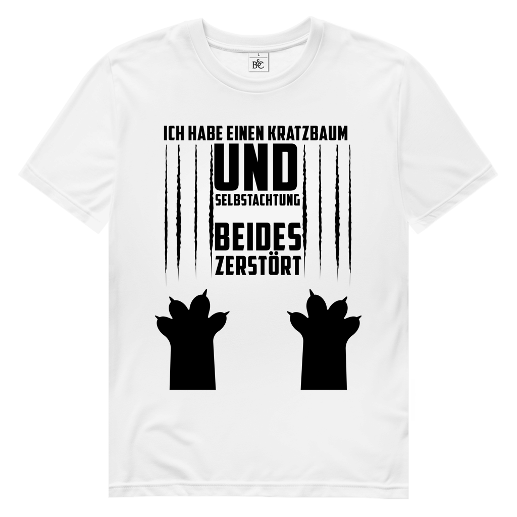 Herren Premium Bio T-Shirt Ich habe einen Kratzbaum. Und Selbstachtung. Beides zerstört