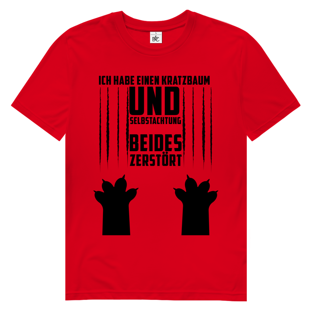 Herren Premium Bio T-Shirt Ich habe einen Kratzbaum. Und Selbstachtung. Beides zerstört