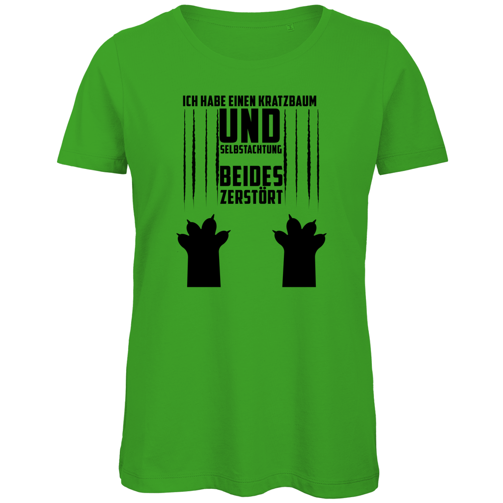 Damen Premium Bio T-Shirt Ich habe einen Kratzbaum. Und Selbstachtung. Beides zerstört
