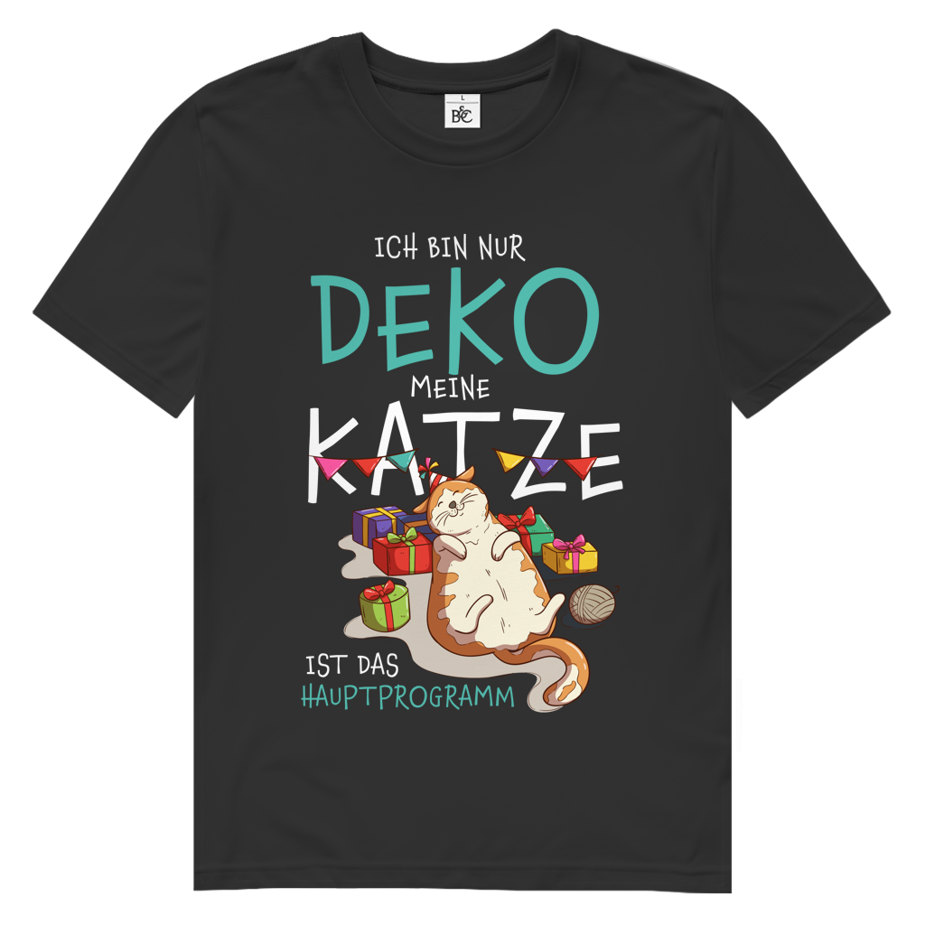 Herren Premium Bio T-Shirt Ich bin nur Deko. Meine Katze ist das Hauptprogramm