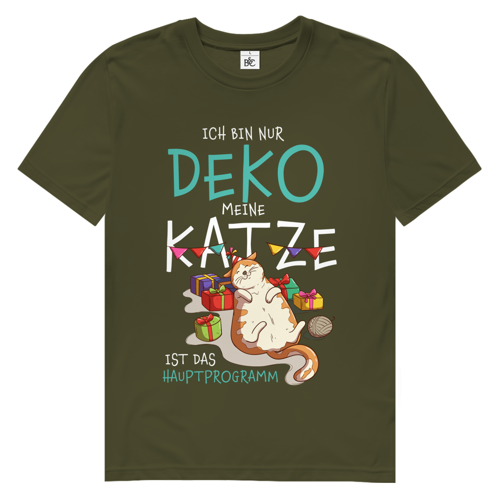 Herren Premium Bio T-Shirt Ich bin nur Deko. Meine Katze ist das Hauptprogramm