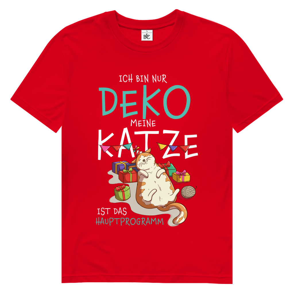 Herren Premium Bio T-Shirt Ich bin nur Deko. Meine Katze ist das Hauptprogramm