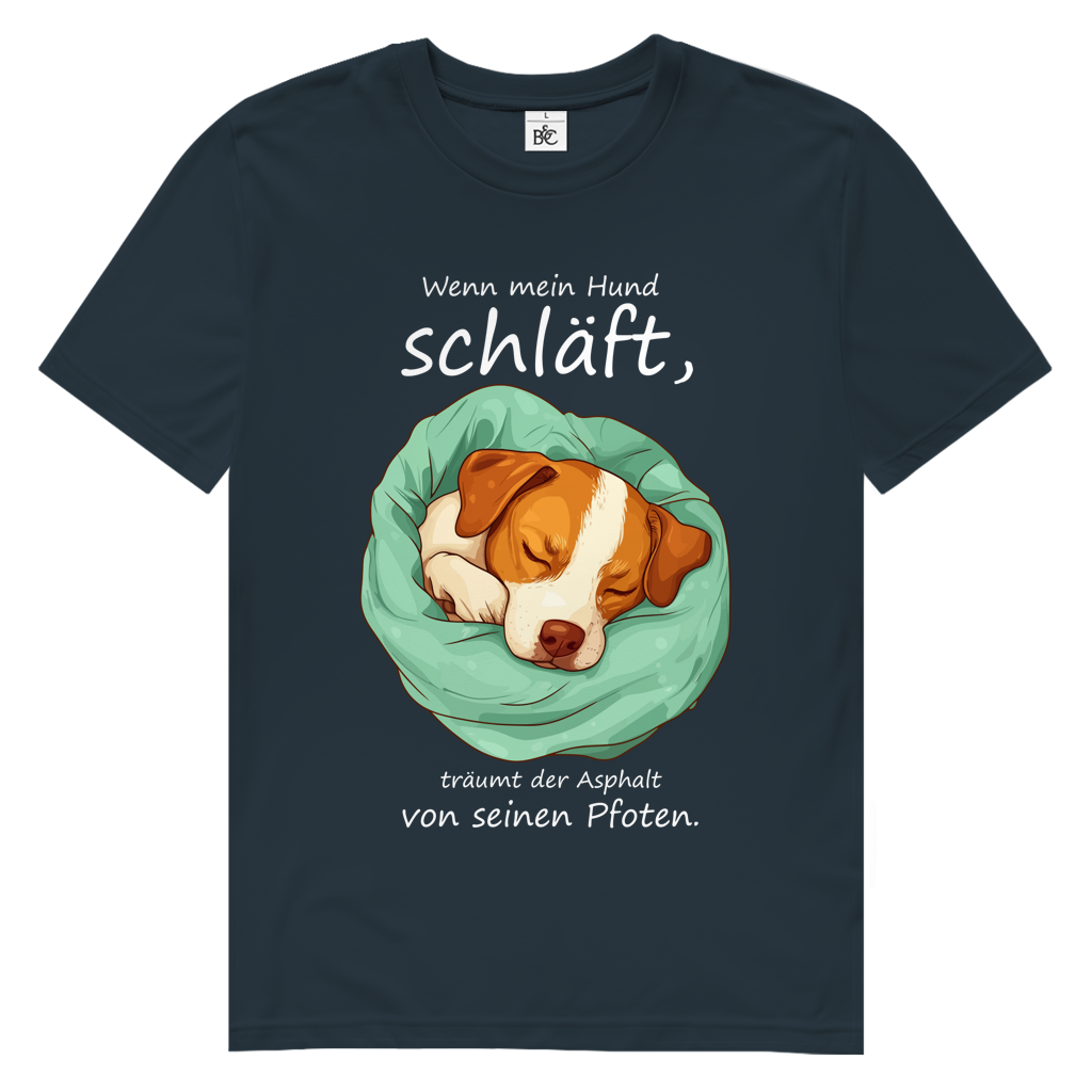 Herren Premium Bio T-Shirt Wenn mein Hund schläft, träumt der Asphalt von seinen Pfoten