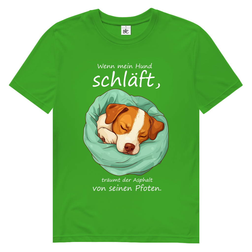 Herren Premium Bio T-Shirt Wenn mein Hund schläft, träumt der Asphalt von seinen Pfoten