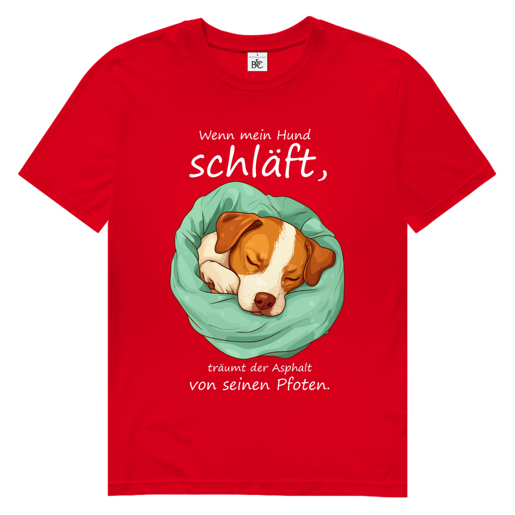 Herren Premium Bio T-Shirt Wenn mein Hund schläft, träumt der Asphalt von seinen Pfoten