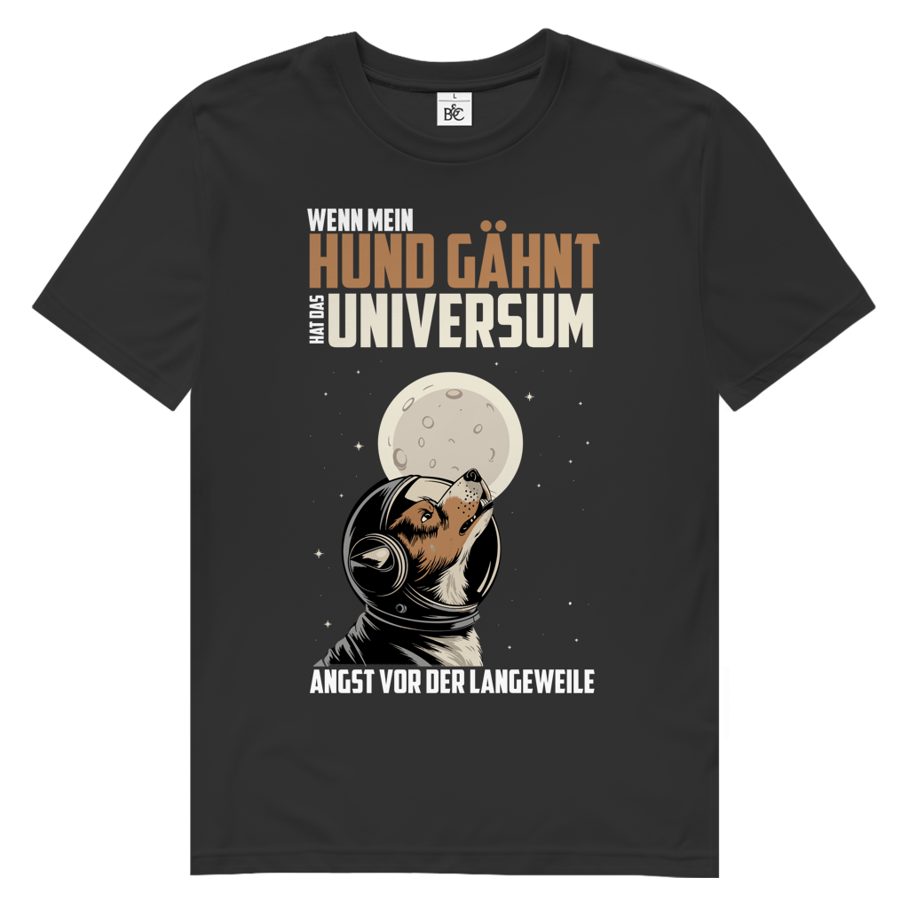 Herren Premium Bio T-Shirt Wenn mein Hund gähnt, hat das Universum Angst vor der Langew