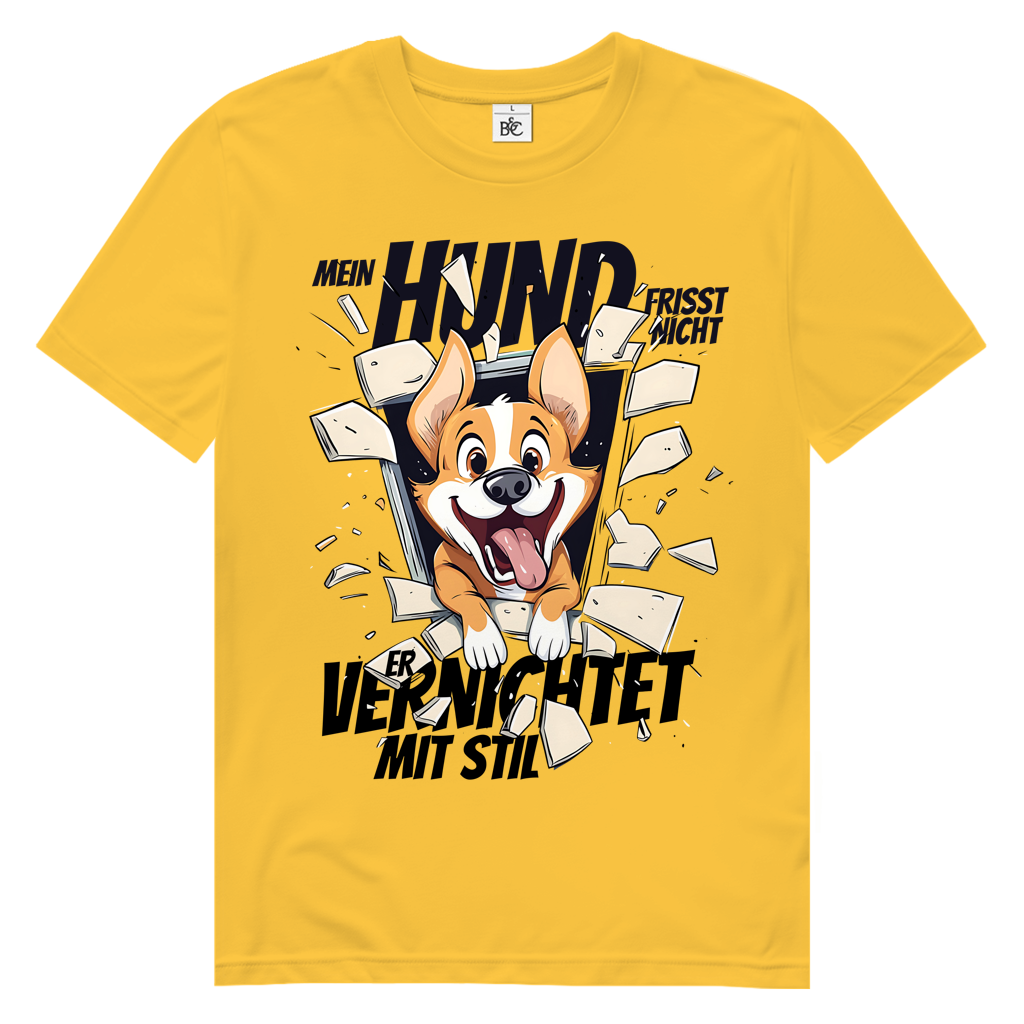 Herren Premium Bio T-Shirt Mein Hund frisst nicht – er vernichtet mit Stil