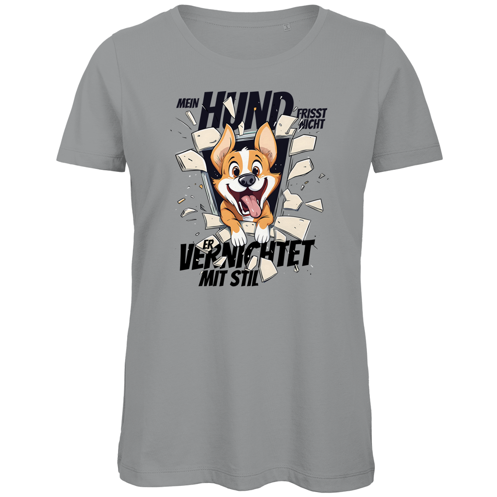 Damen Premium Bio T-Shirt Mein Hund frisst nicht – er vernichtet mit Stil