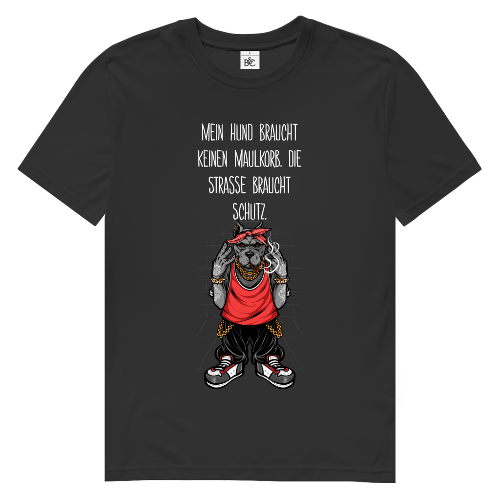 Herren Premium Bio T-Shirt Mein Hund braucht keinen Maulkorb Die Strae braucht Schutz