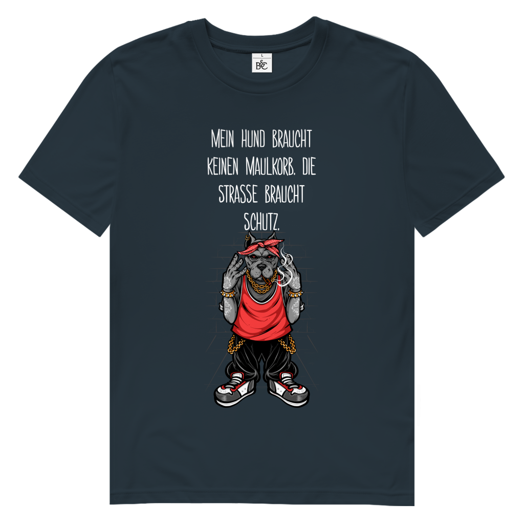 Herren Premium Bio T-Shirt Mein Hund braucht keinen Maulkorb Die Strae braucht Schutz