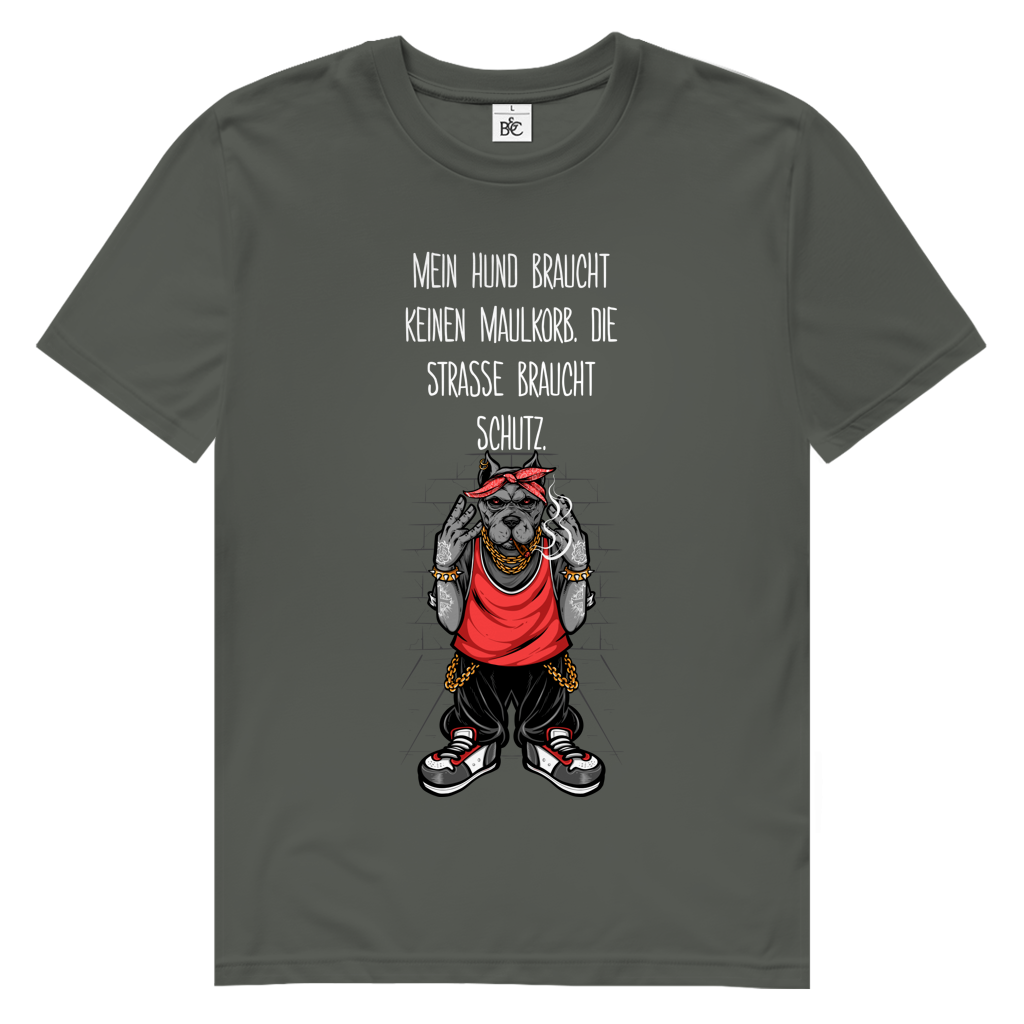 Herren Premium Bio T-Shirt Mein Hund braucht keinen Maulkorb Die Strae braucht Schutz